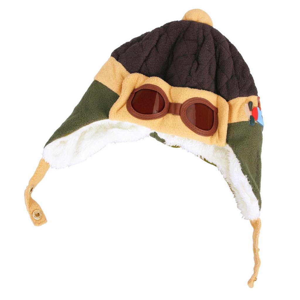 Baby Boys Girls Kids Winter Pilot Warm Cap Hat Earflap Beanie Brown
