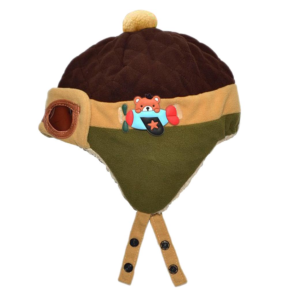 Baby Boys Girls Kids Winter Pilot Aviator Warm Cap Hat Earflap Beanie Brown