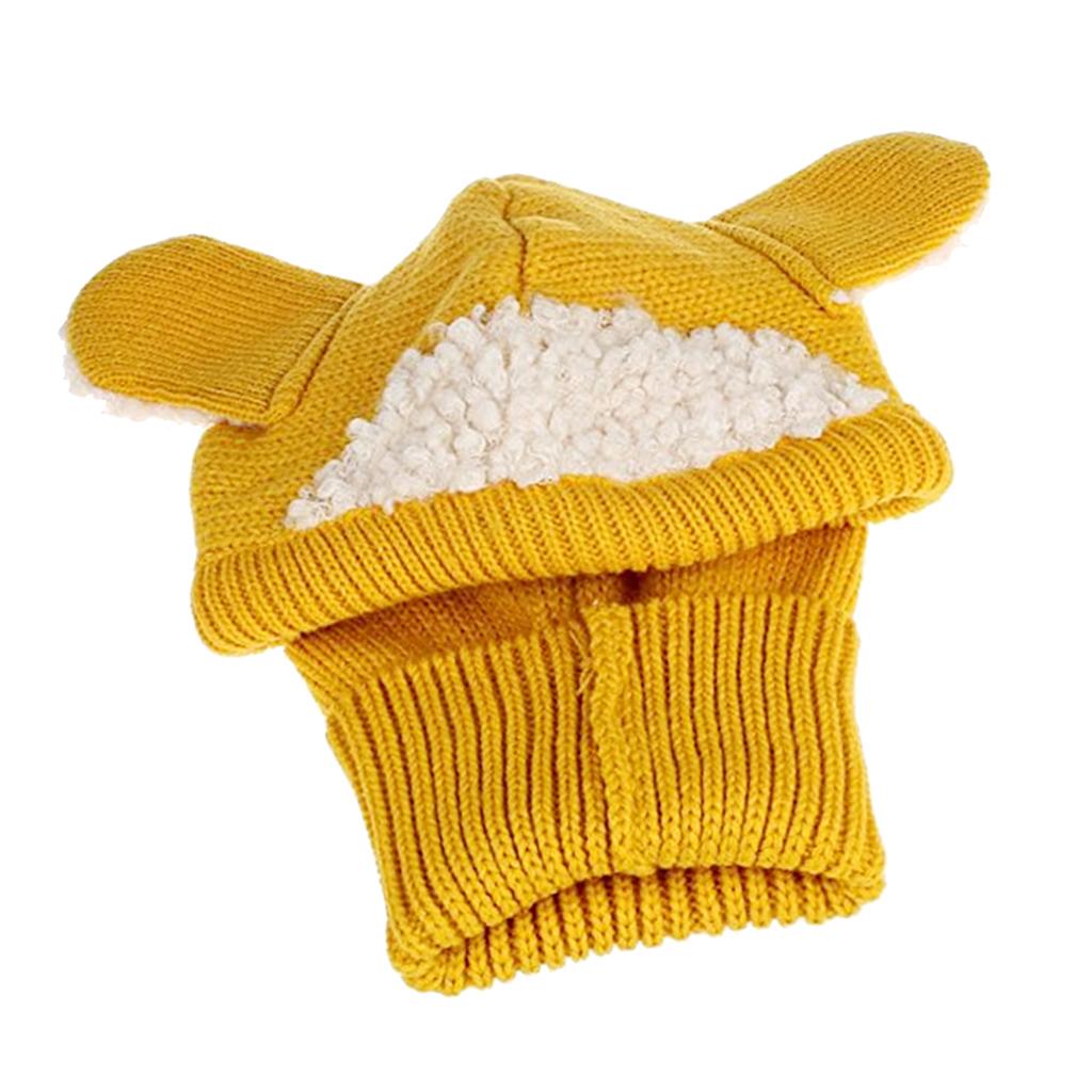 Baby Winter Beanie Warm Hat Hooded Scarf Earflap Knitted Cap Yellow