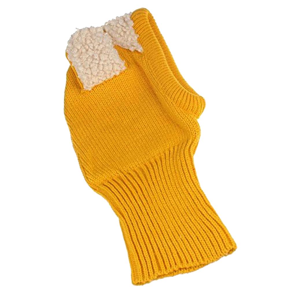 Baby Winter Beanie Warm Hat Hooded Scarf Earflap Knitted Cap Yellow