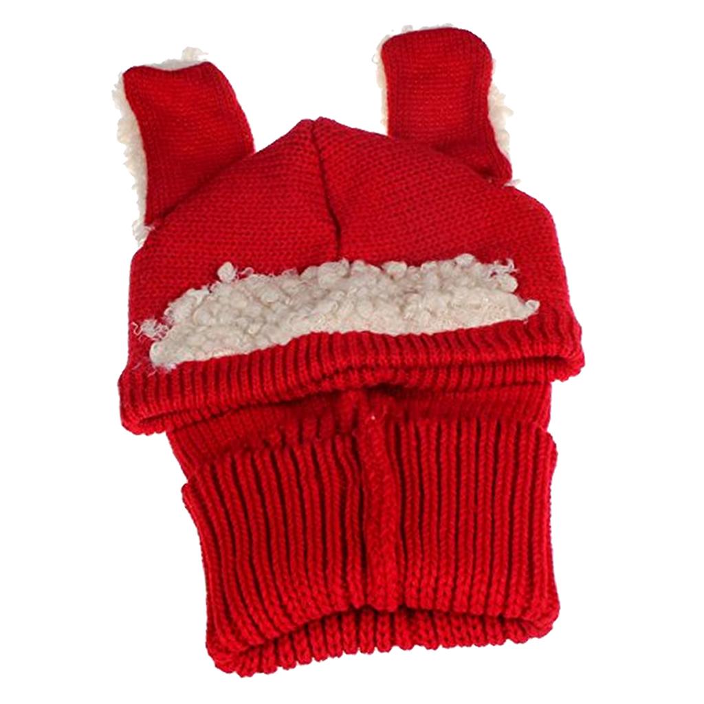 Baby Winter Beanie Warm Hat Hooded Scarf Earflap Knitted Cap Red