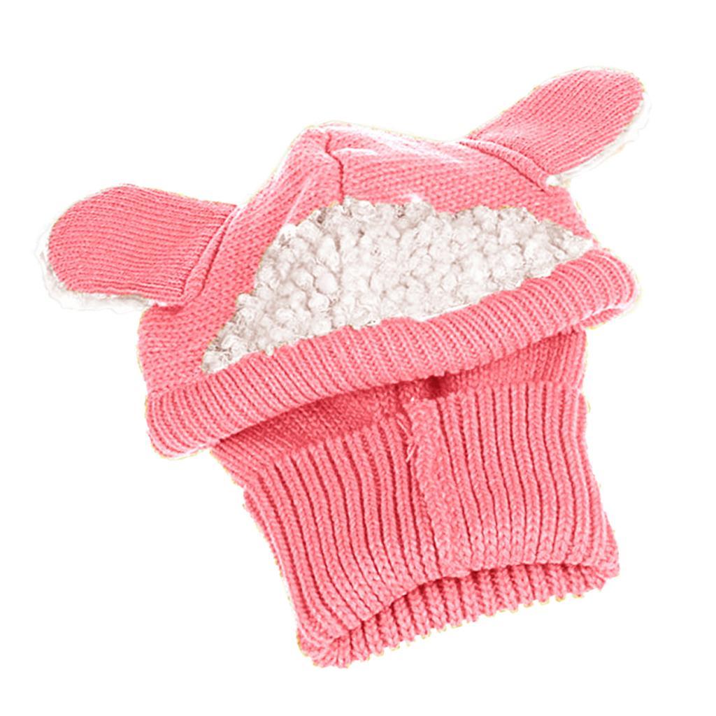 Baby Winter Beanie Warm Hat Hooded Scarf Earflap Knitted Cap Pink