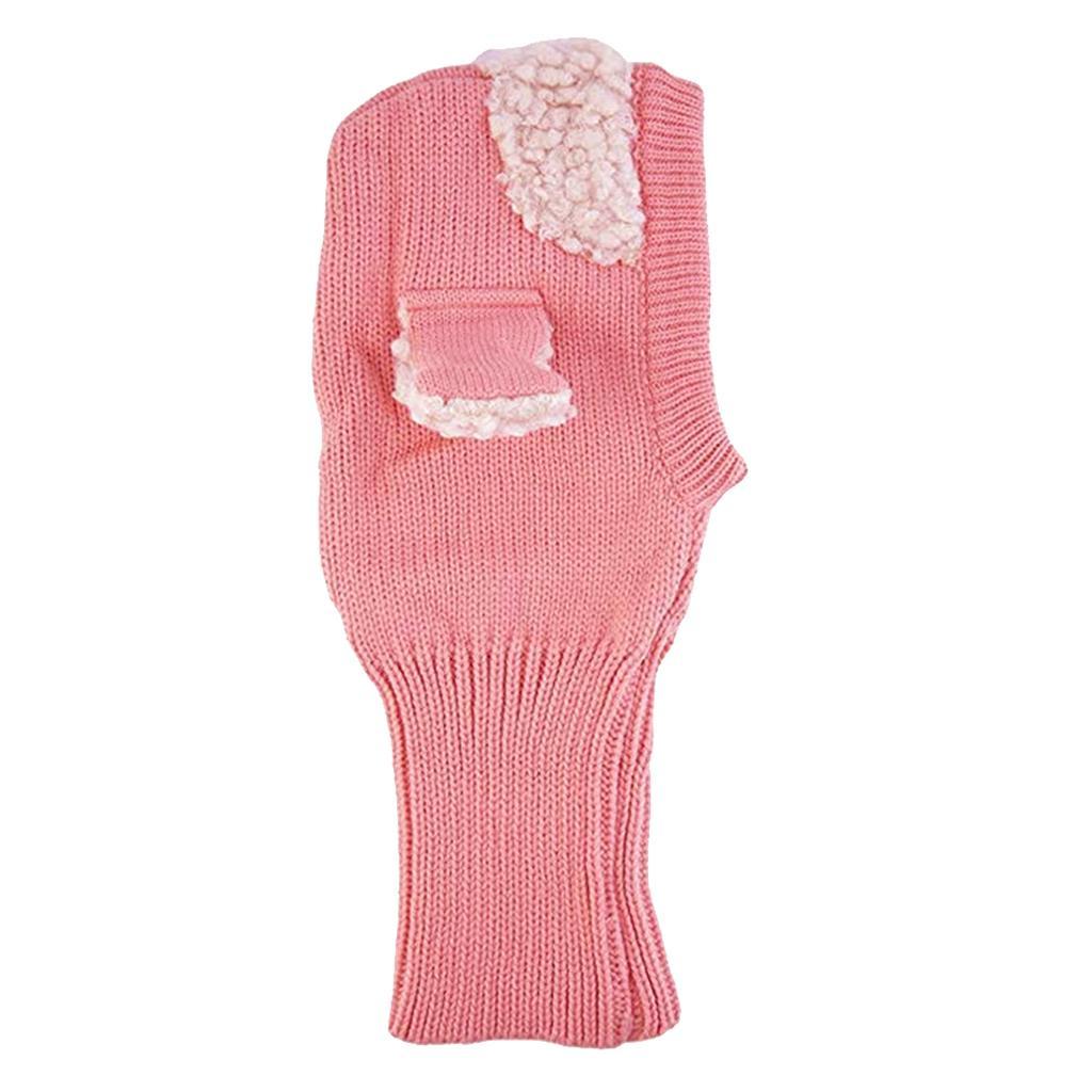 Baby Winter Beanie Warm Hat Hooded Scarf Earflap Knitted Cap Pink