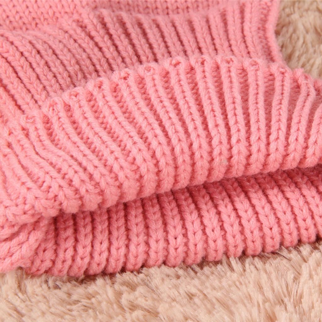 Baby Winter Beanie Warm Hat Hooded Scarf Earflap Knitted Cap Pink