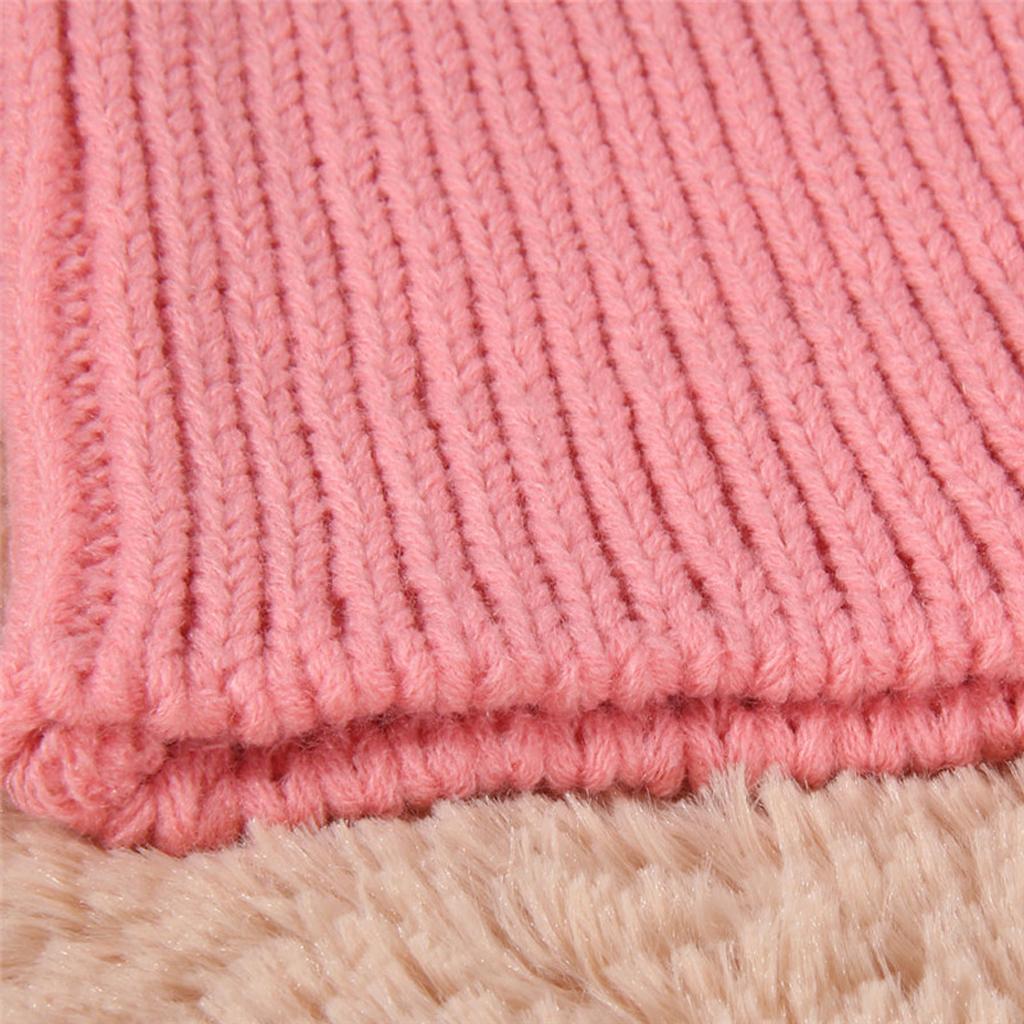 Baby Winter Beanie Warm Hat Hooded Scarf Earflap Knitted Cap Pink