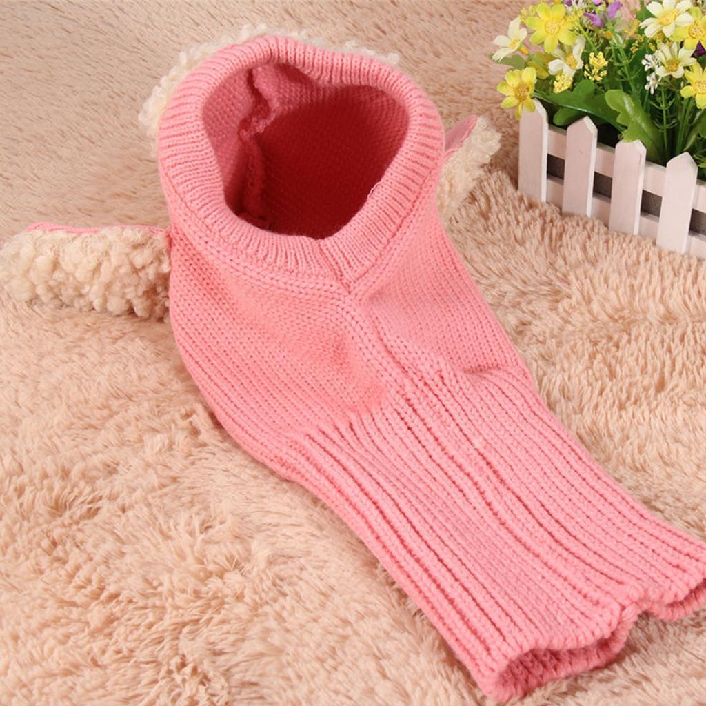 Baby Winter Beanie Warm Hat Hooded Scarf Earflap Knitted Cap Pink