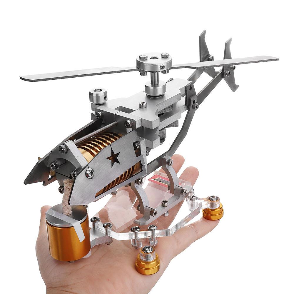 Helicopter Hot Air Stirling Engine Model, Stainless Steel Construction, Electricity Generator