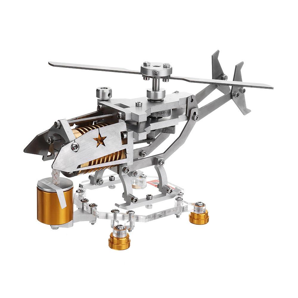 Helicopter Hot Air Stirling Engine Model, Stainless Steel Construction, Electricity Generator