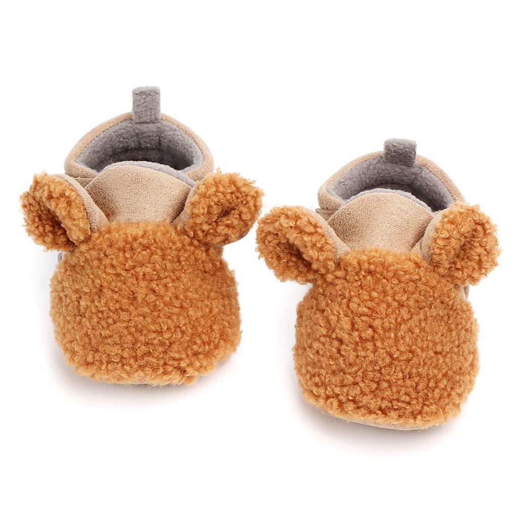 Baby Soft Sole Shoes Sneakers Winter Warm Boots Trainer 6-9Months Brown