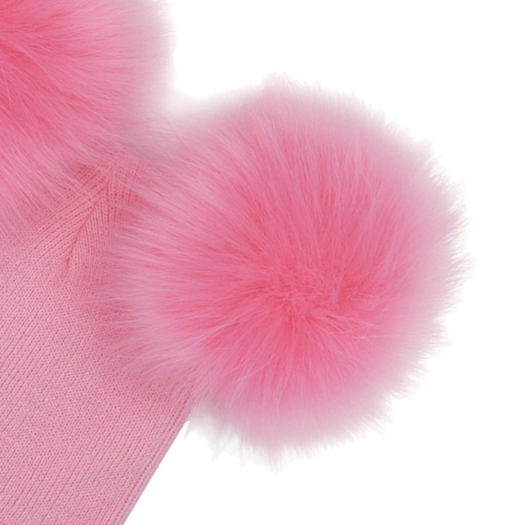 Baby Beanie Hat Cap Winter Warm Double Pom Bobble Knit Ski Pink for Baby