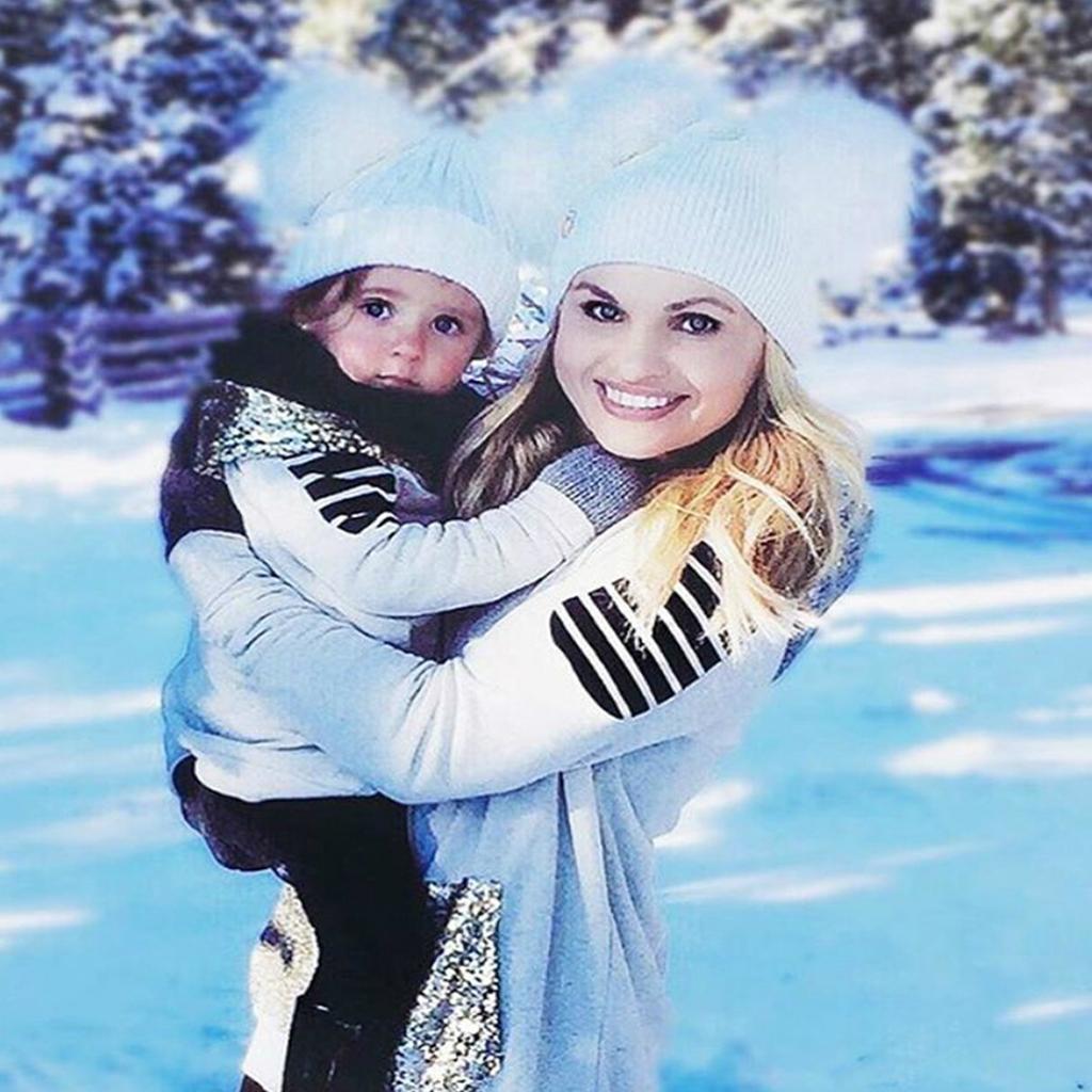 Baby Beanie Hat Cap Winter Warm Double Pom Bobble Knit Ski White for Mother