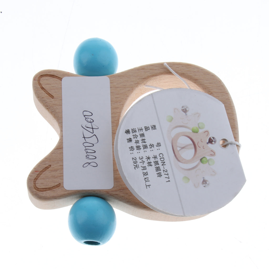 Wooden Baby Rattle Bell Montessori Development Sensory Toys Handbell