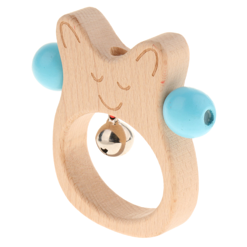 Wooden Baby Rattle Bell Montessori Development Sensory Toys Handbell