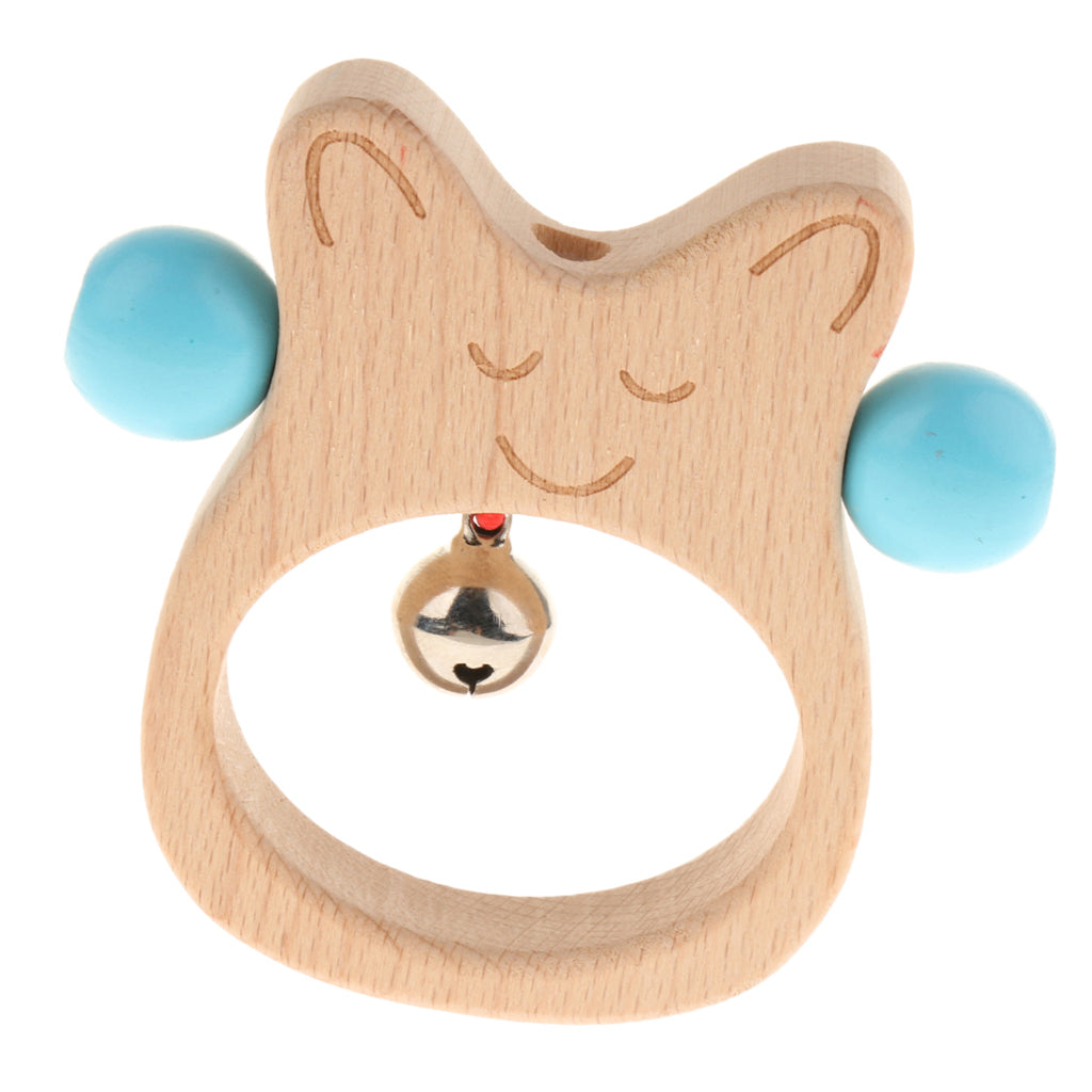 Wooden Baby Rattle Bell Montessori Development Sensory Toys Handbell