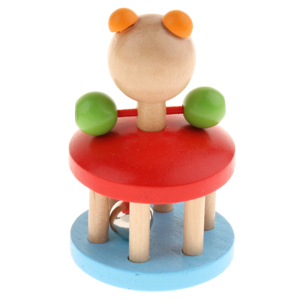 Wooden Baby Rattle Bell Montessori Development Sensory Toys Animal Handbell