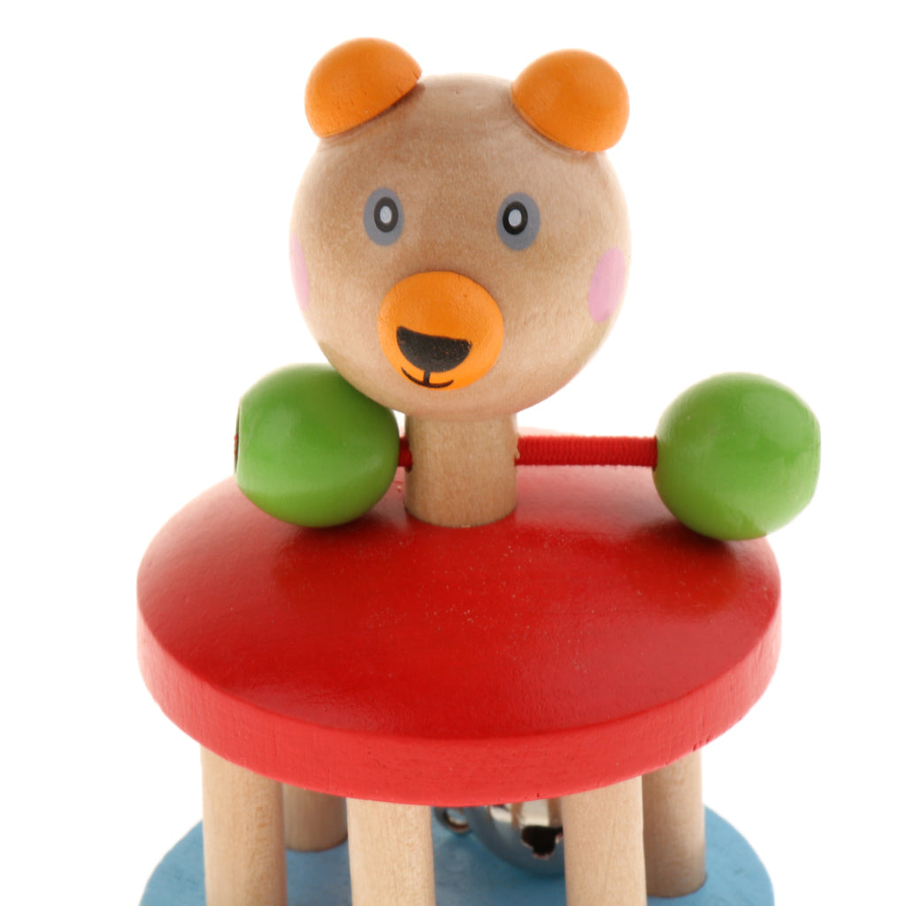 Wooden Baby Rattle Bell Montessori Development Sensory Toys Animal Handbell