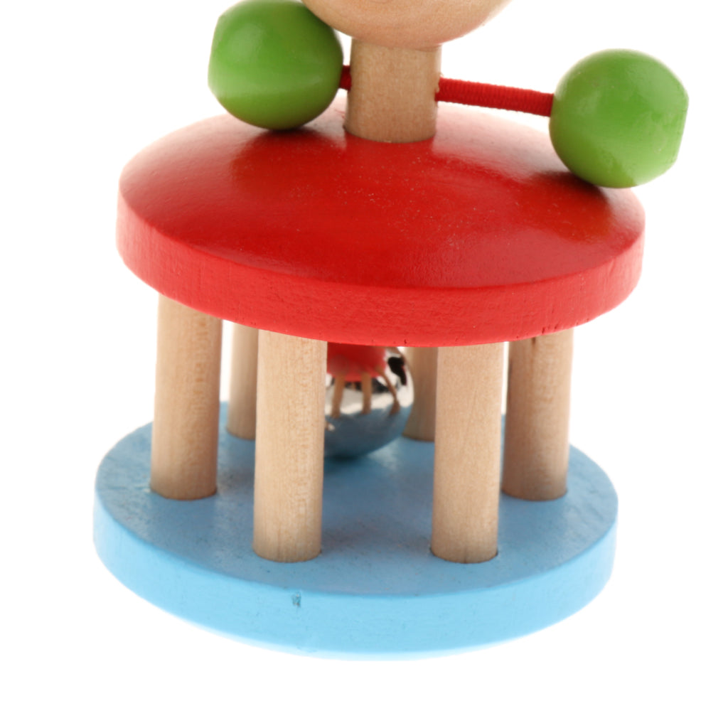 Wooden Baby Rattle Bell Montessori Development Sensory Toys Animal Handbell