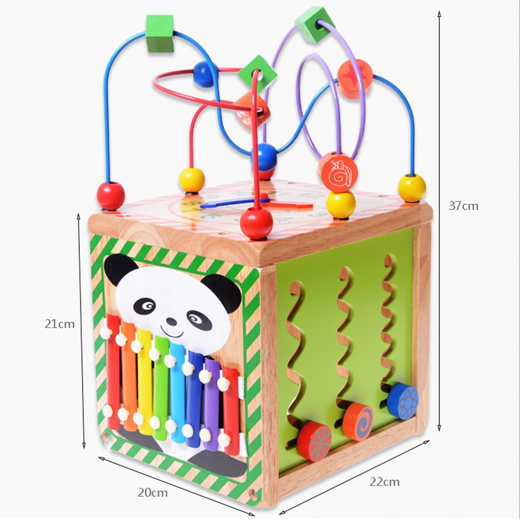 Baby Wooden Activity Cube Play Maze Educational Bead Center Toy 5 Sides Fun