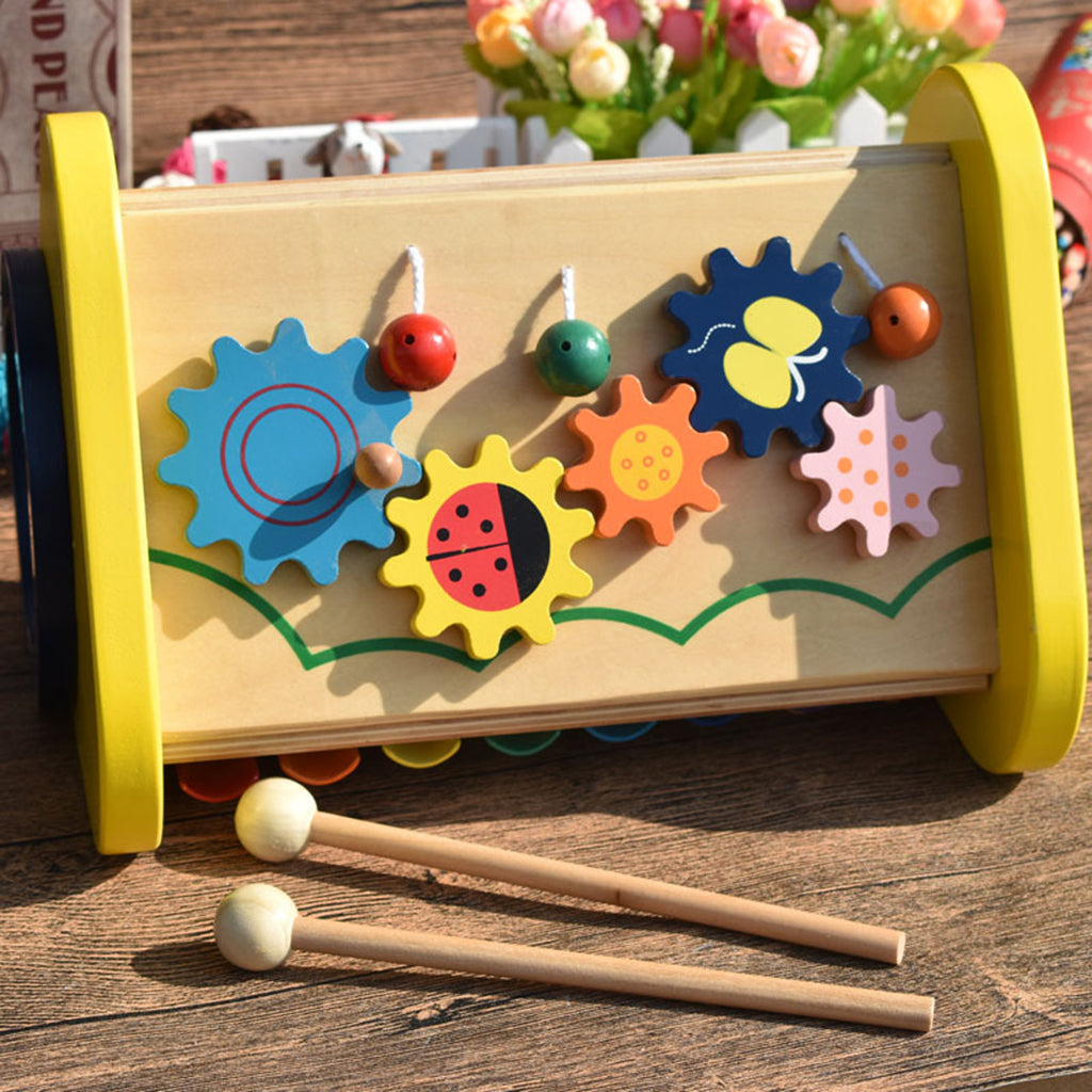 Multifunction 3-in-1 Wooden Triangle Symphony Percussion Instrument Kids Toy