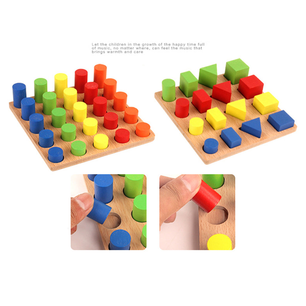 Wooden Geometry Block Puzzle Montessori Baby Early Learning Educational Toy