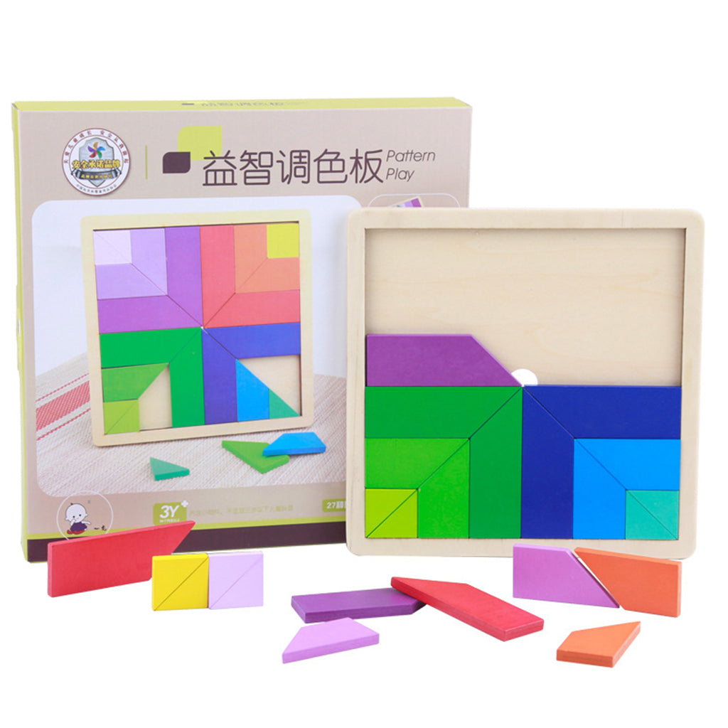 Wooden Tetris Puzzle Jigsaw Brain Teaser Game Kids Intelligence Toy Palette