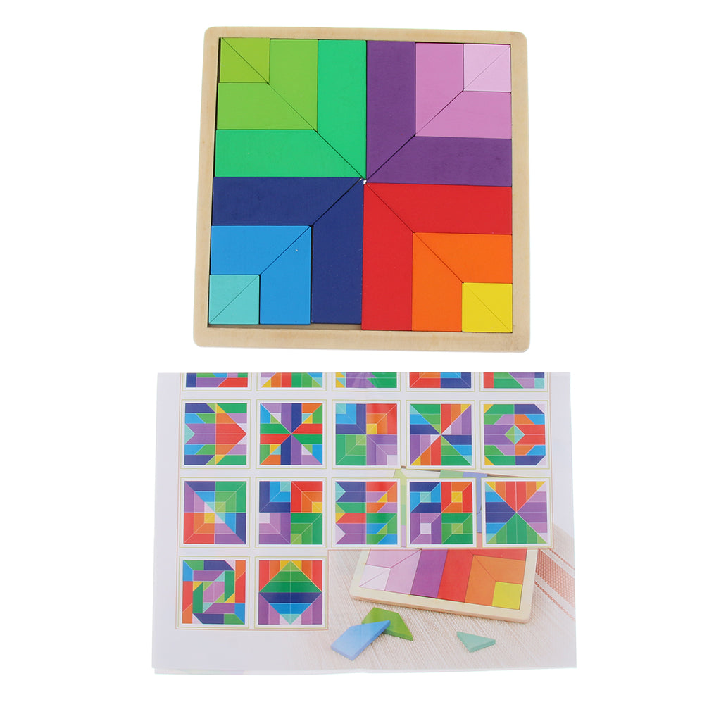 Wooden Tetris Puzzle Jigsaw Brain Teaser Game Kids Intelligence Toy Palette