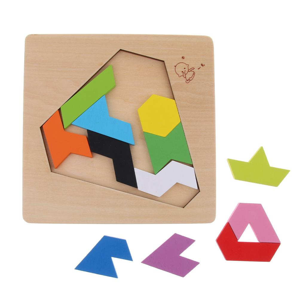 Wooden Tetris Puzzle Jigsaw Brain Teaser Game Kids Intelligence Toy Diamond