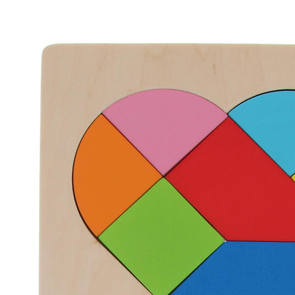 Wooden Tetris Puzzle Jigsaw Brain Teaser Game Kids Intelligence Toy Heart