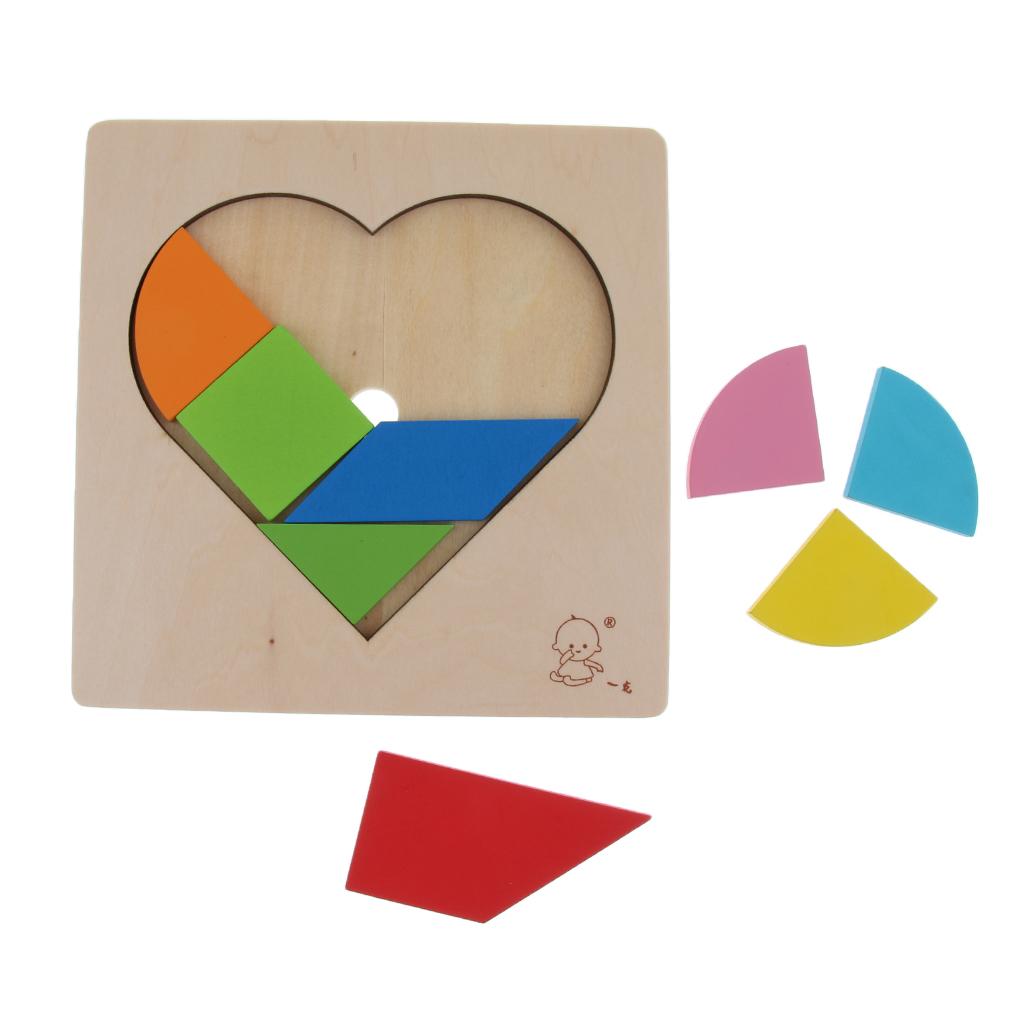 Wooden Tetris Puzzle Jigsaw Brain Teaser Game Kids Intelligence Toy Heart