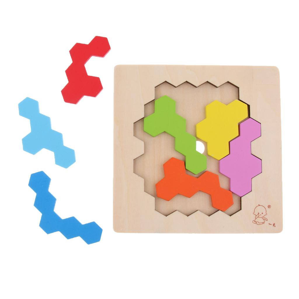 Wooden Tetris Puzzle Jigsaw Brain Teaser Game Kids Intelligence Toy Beehive