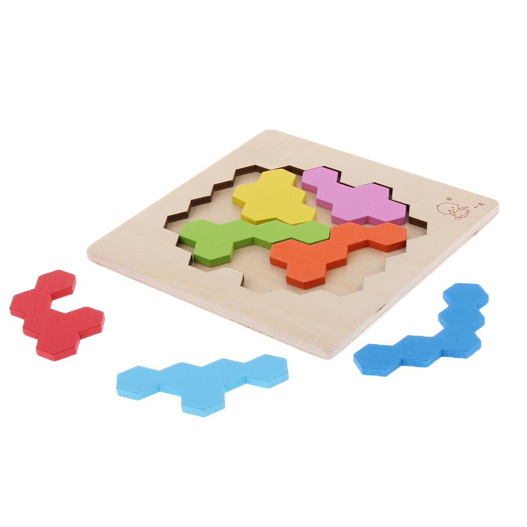 Wooden Tetris Puzzle Jigsaw Brain Teaser Game Kids Intelligence Toy Beehive