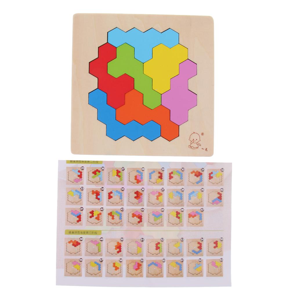 Wooden Tetris Puzzle Jigsaw Brain Teaser Game Kids Intelligence Toy Beehive