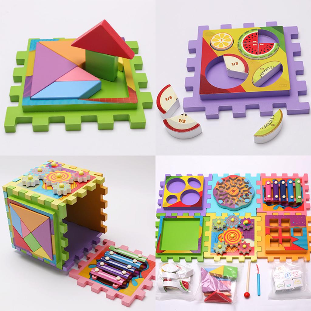 6 in 1 Multi-Function Wooden Activity Play Cube Kids Baby Developmental Toy