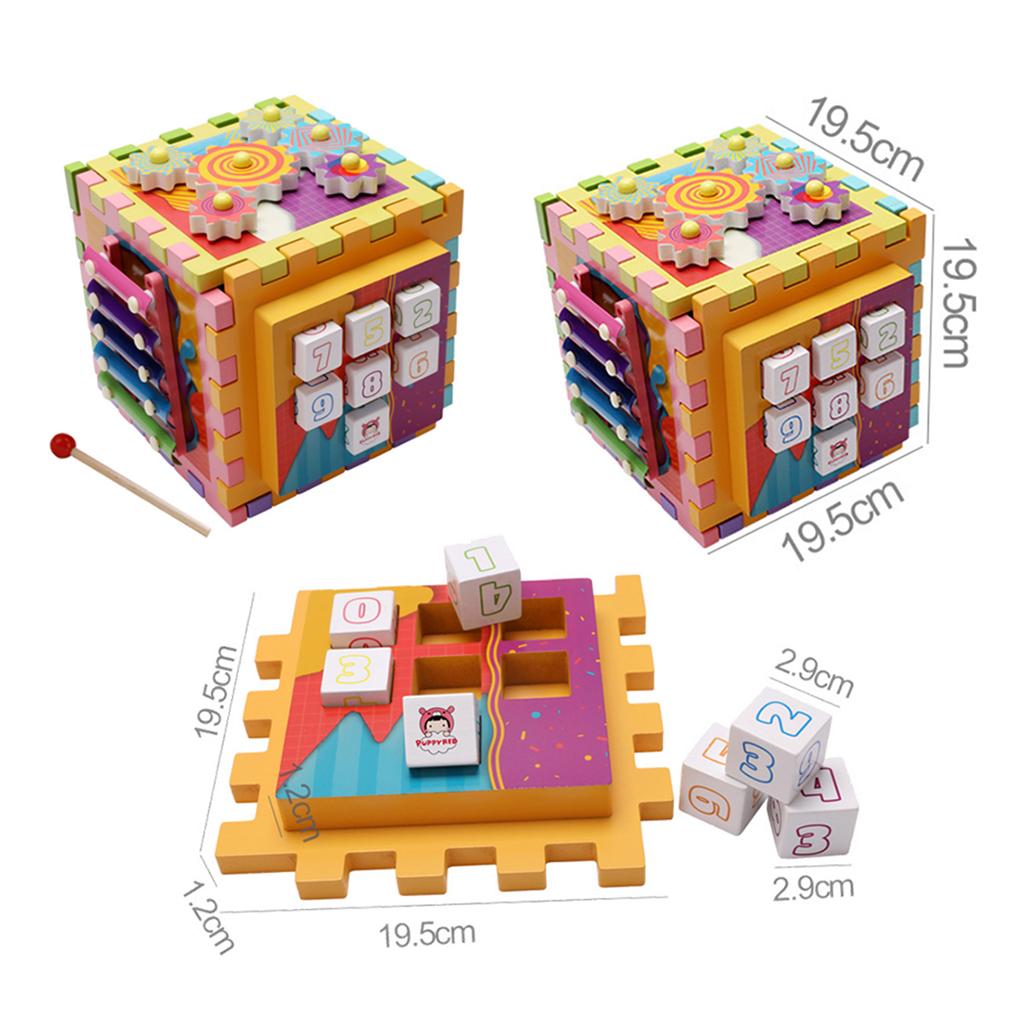 6 in 1 Multi-Function Wooden Activity Play Cube Kids Baby Developmental Toy