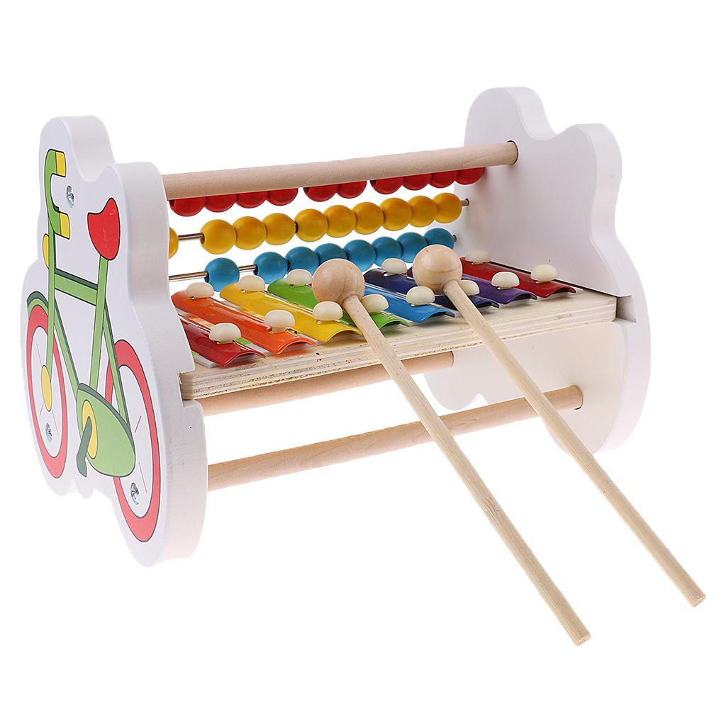 Wooden 8 Notes Octave Xylophone Piano Bicycle Calculating Frame Kids Toy