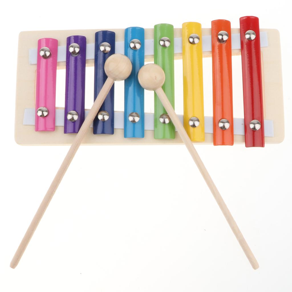 Wooden 8 Notes Octave Xylophone Piano Bicycle Calculating Frame Kids Toy