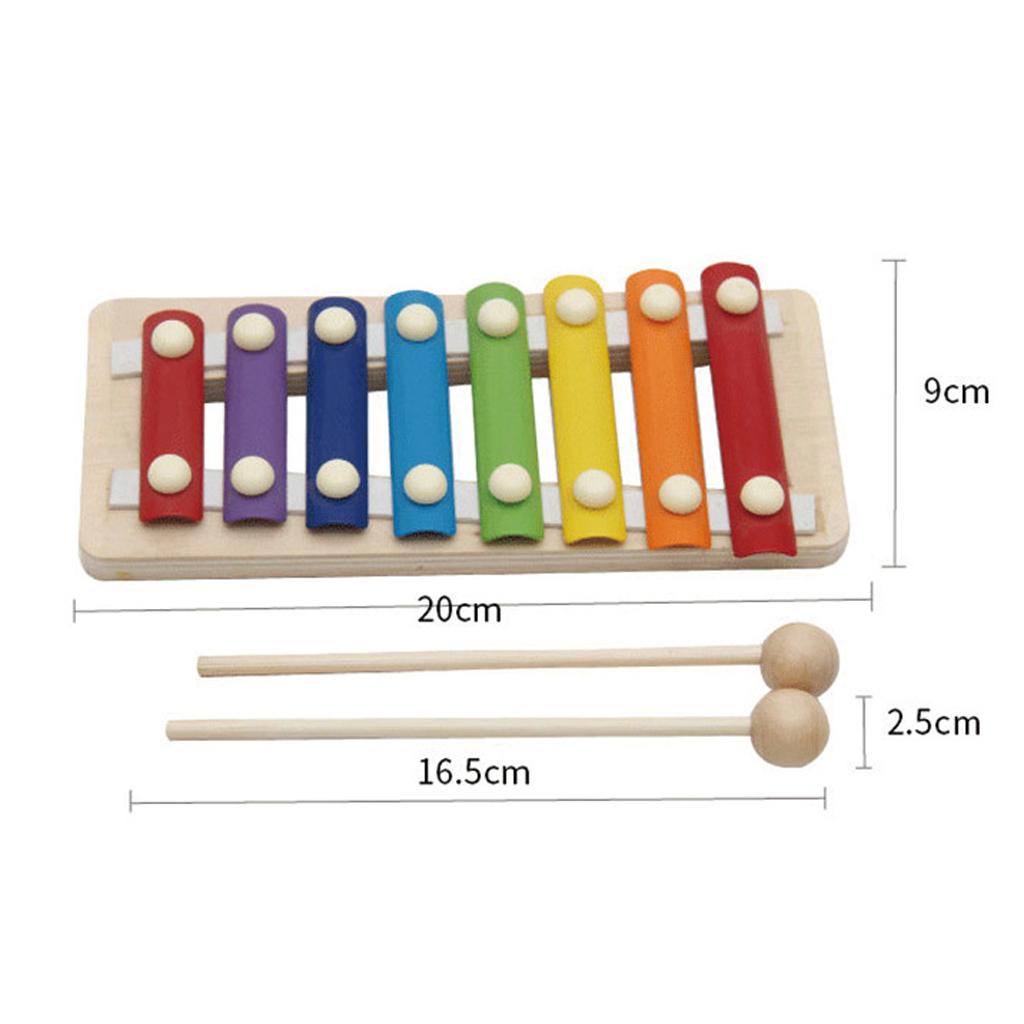 Wooden 8 Notes Octave Xylophone Piano Bicycle Calculating Frame Kids Toy