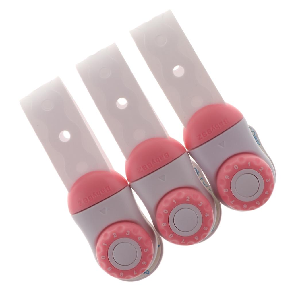 3Pcs Door Drawer Cabinet Safety Trick Lock Baby Infant Cupboard Locks Pink
