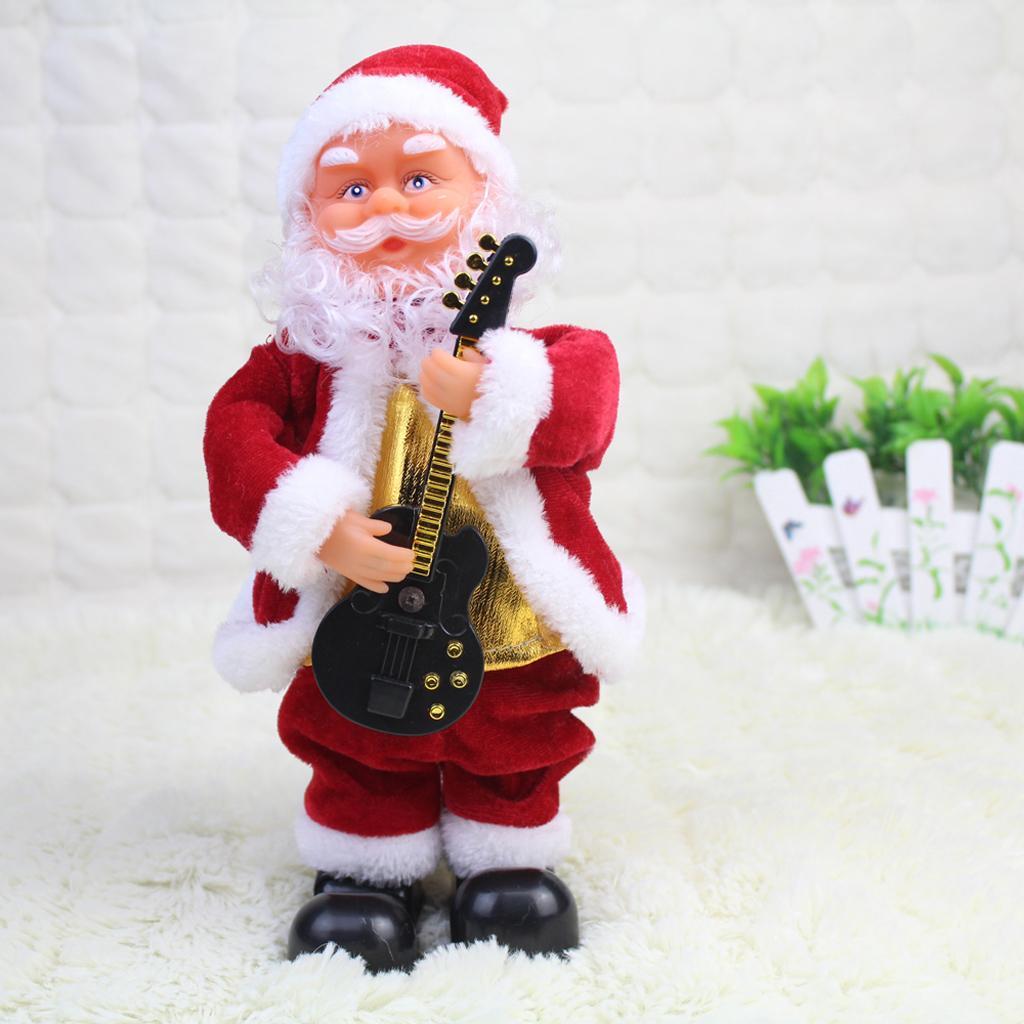 Animated Musical Dancing Guitar Santa Claus Christmas Doll Figure Home Decor