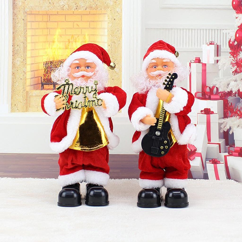 Animated Musical Dancing Guitar Santa Claus Christmas Doll Figure Home Decor