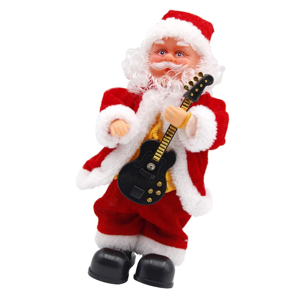 Animated Musical Dancing Guitar Santa Claus Christmas Doll Figure Home Decor