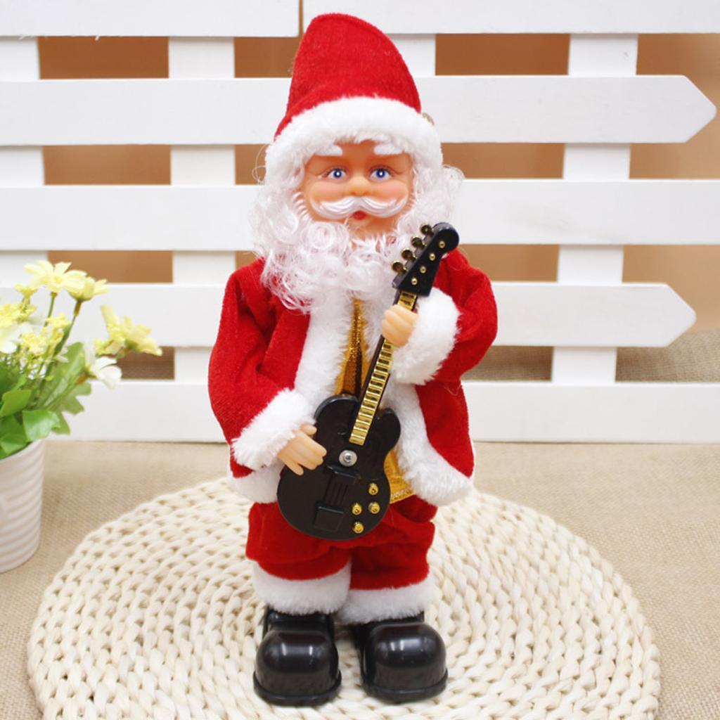 Animated Musical Dancing Guitar Santa Claus Christmas Doll Figure Home Decor