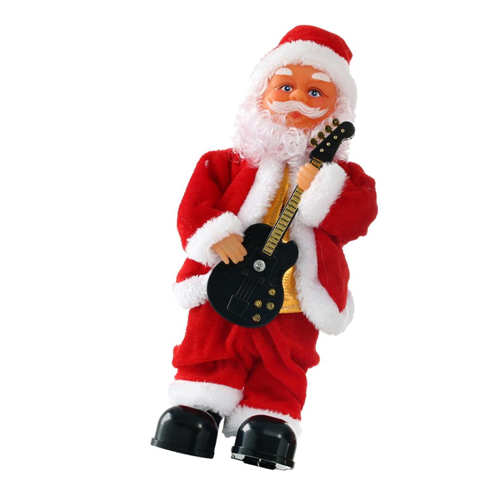 Animated Musical Dancing Guitar Santa Claus Christmas Doll Figure Home Decor