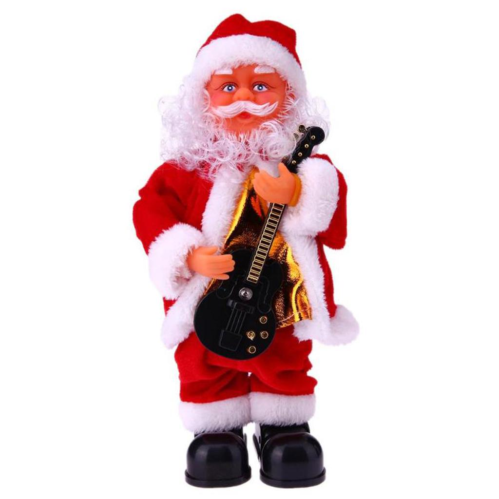 Animated Musical Dancing Guitar Santa Claus Christmas Doll Figure Home Decor