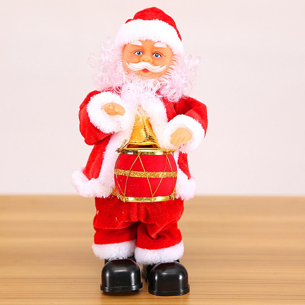 Animated Musical Dancing Drum Santa Claus Christmas Doll Figure Home Decor