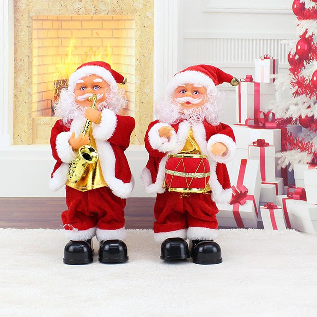 Animated Musical Dancing Drum Santa Claus Christmas Doll Figure Home Decor