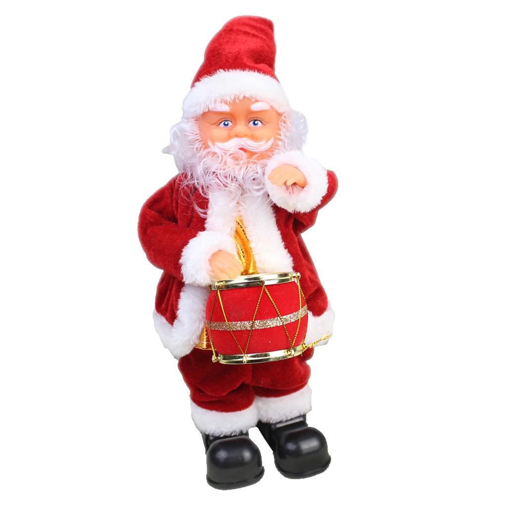 Animated Musical Dancing Drum Santa Claus Christmas Doll Figure Home Decor