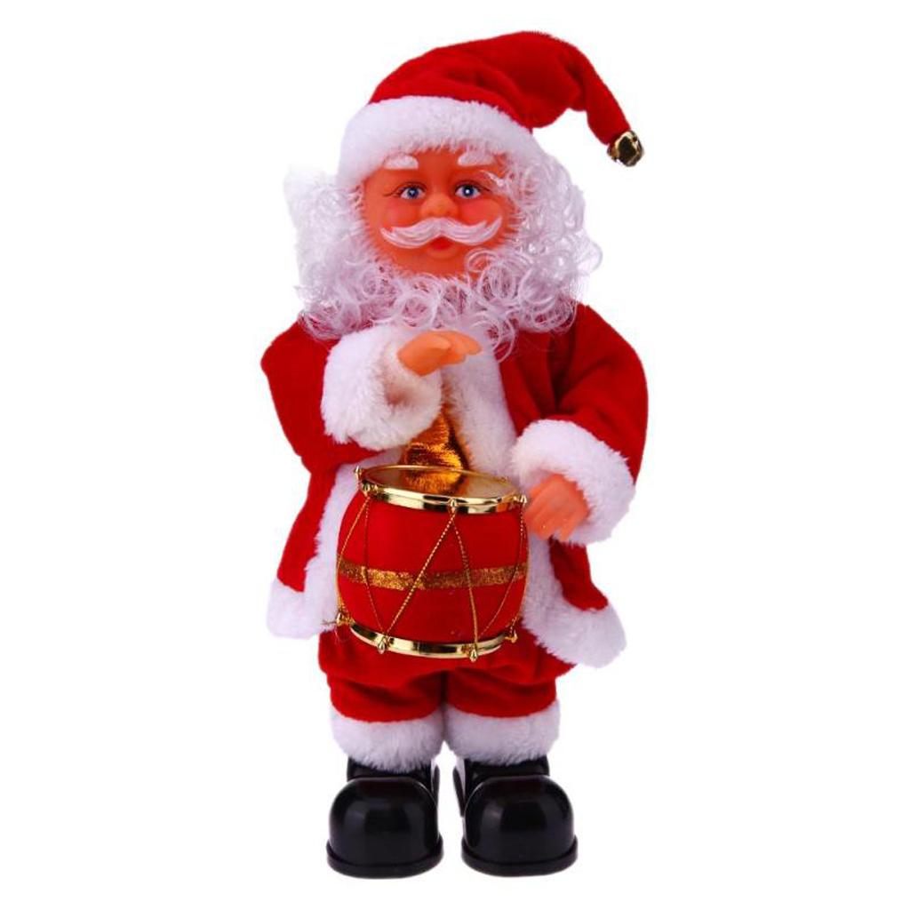 Animated Musical Dancing Drum Santa Claus Christmas Doll Figure Home Decor