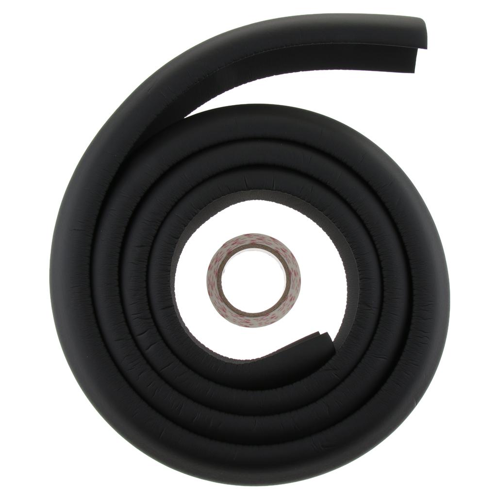 2M L Shape Rubber Strap Edge Guard Baby Safety Corner Protection Black
