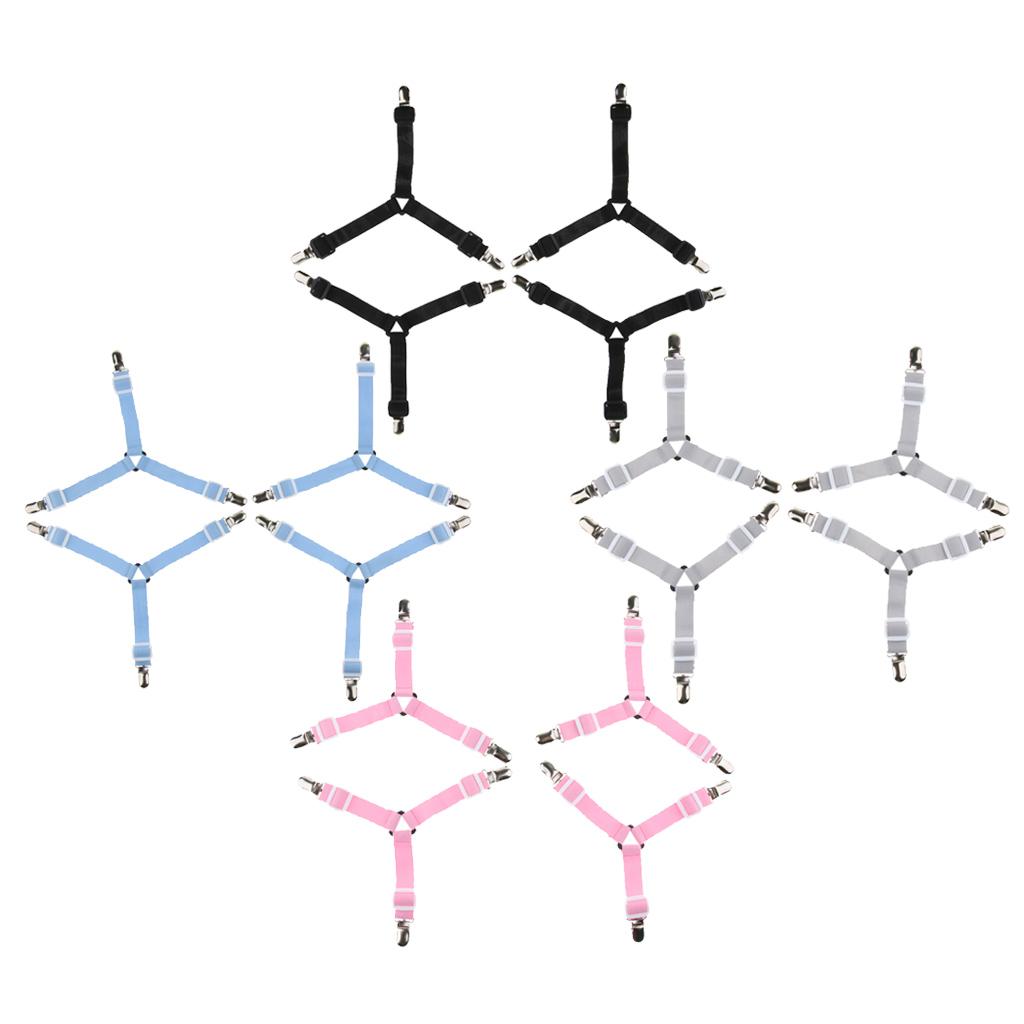 4xTriangle Bed Mattress Sheet Clips Grippers Straps Fastener Suspender Pink